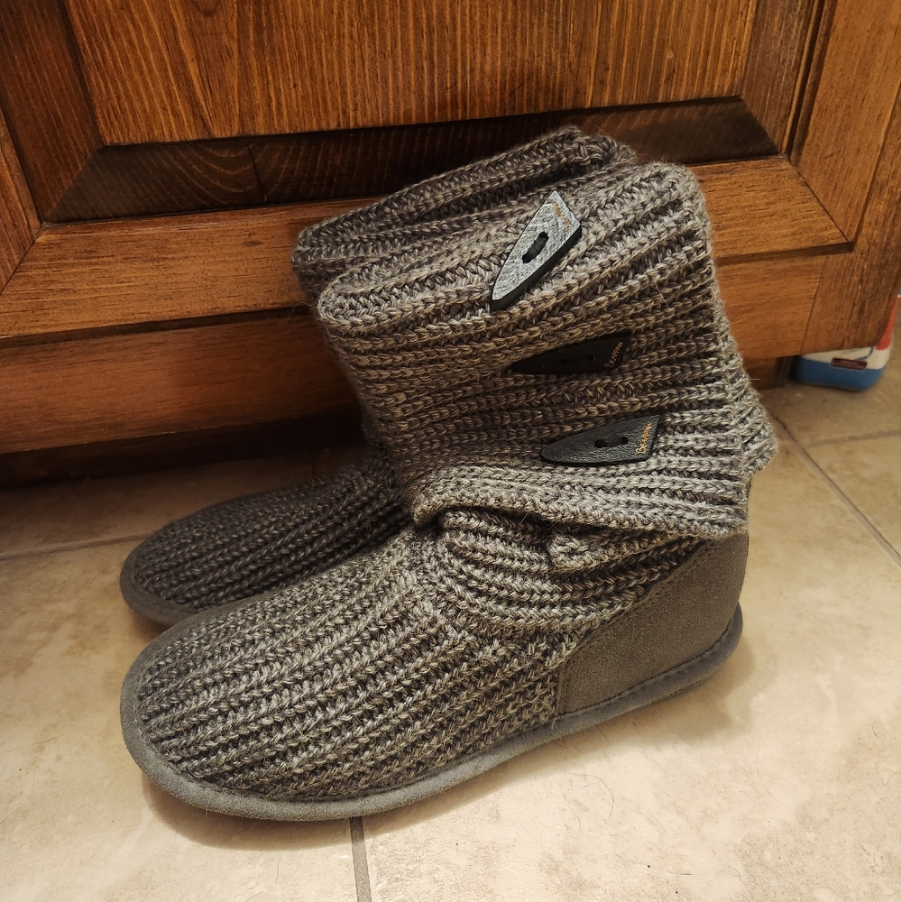 NWT Bearpaw Knit Tall - Women's Sweater Boots Dark Gray Stretch Size 8